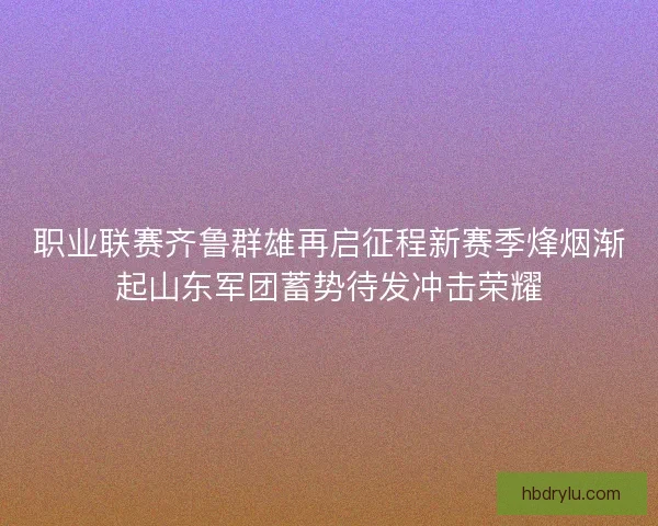 职业联赛齐鲁群雄再启征程新赛季烽烟渐起山东军团蓄势待发冲击荣耀