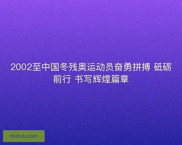 2002至中国冬残奥运动员奋勇拼搏 砥砺前行 书写辉煌篇章